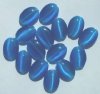 15 14x10mm Blue Fiber Optic Flat Ovals